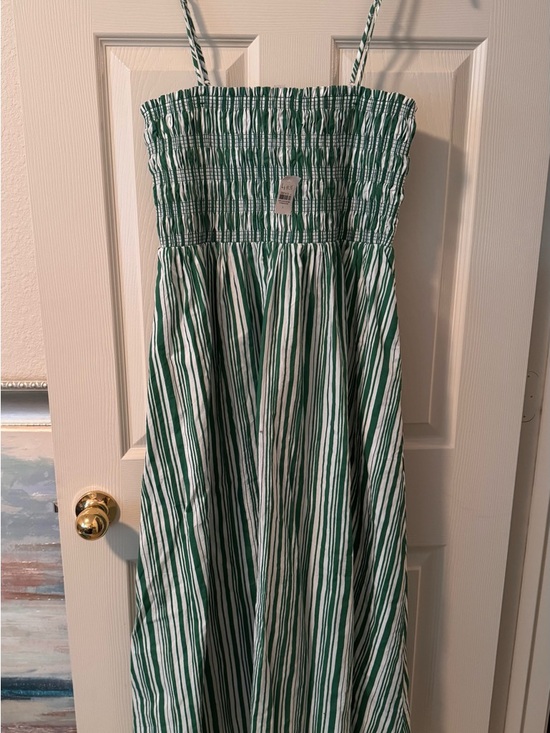 LOFT Dresses & Skirts - NWT LOFT Green & White Striped Smocked Sundress-Sz L